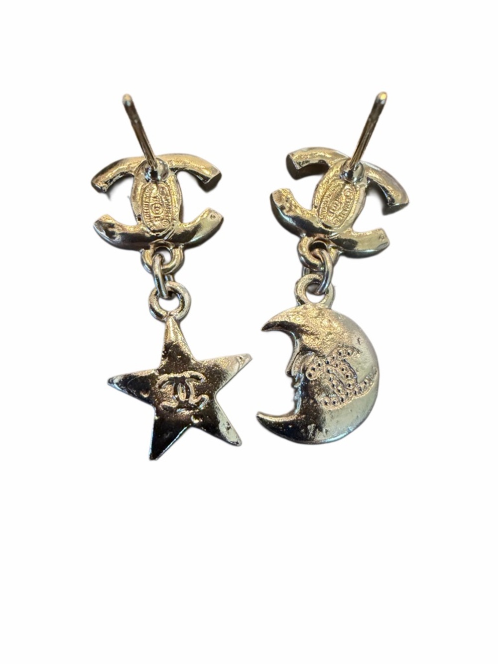 CHANEL Crystal CC Star Moon Dangle Earrings with Box and Pouch Authentic w/COA - Picture 5 of 6
